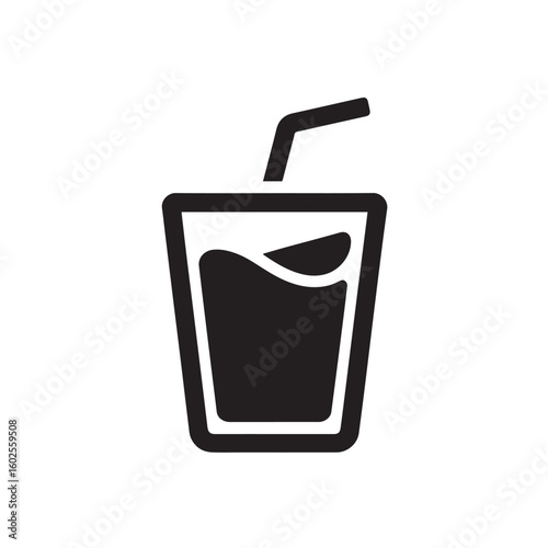 Simple Drink Cup with a Straw Silhouette for Beverages and Refreshments