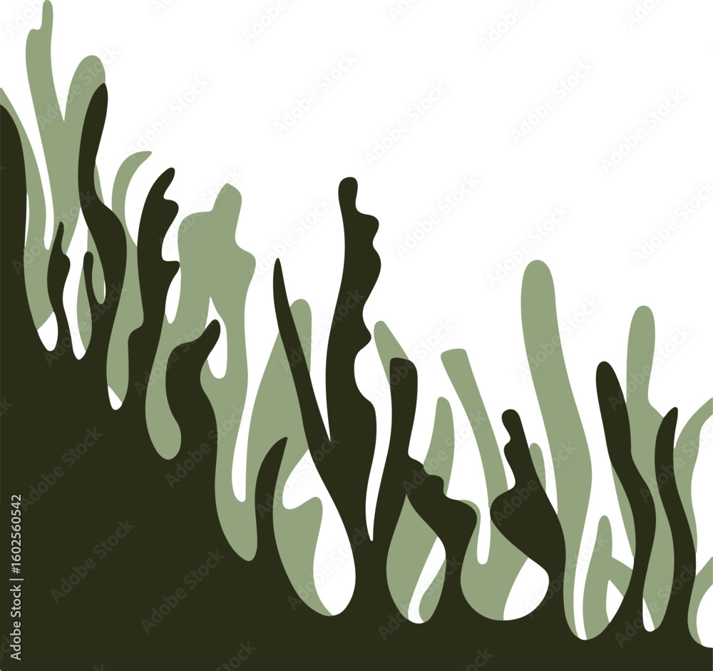 Underwater Seaweed Pattern with Various Green Hues and Shapes Underwater Seaweed Pattern with Various Green Hues and Shapes