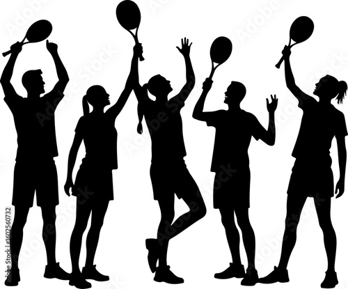 Tennis Player Silhouettes in Action"