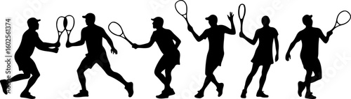 Tennis Player Silhouettes in Action"