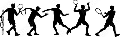 Tennis Player Silhouettes in Action"