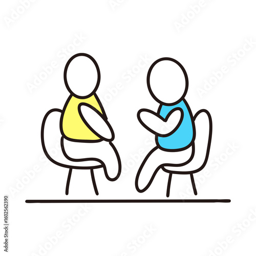 상담 또는 회의중인 사람들 라인 아이콘