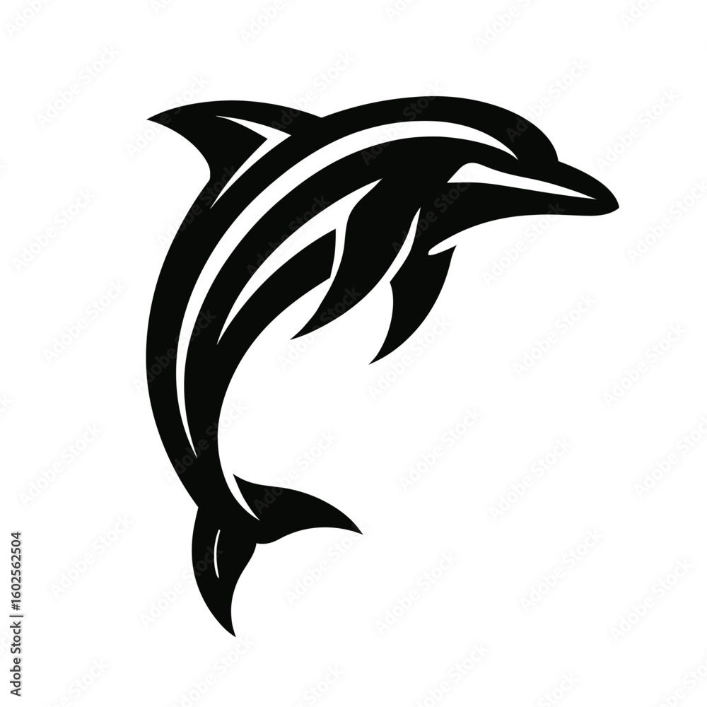 Naklejka premium Dynamic Stylized Dolphin Leaping Tribal Art Vector