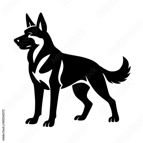 Loyal German Shepherd Dog Standing Profile Vector Art