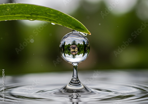 Water droplet reflection nature