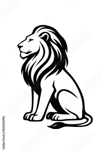 Majestic Sitting Lion Silhouette Vector - King of the Jungle