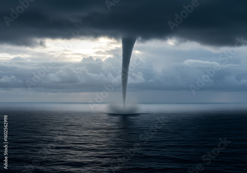 Water spout over stormy sea