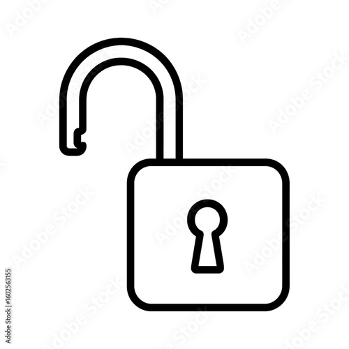 Unlocked Open Padlock Outline Vector - Security Access Icon