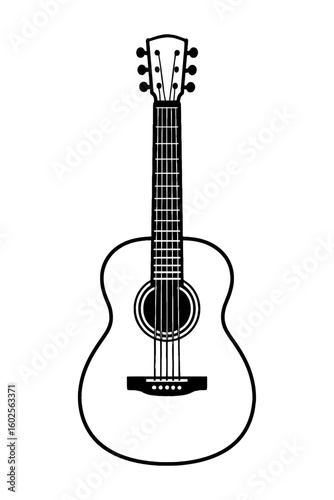 Classic Acoustic Guitar Outline Vector - Musical Instrument Icon