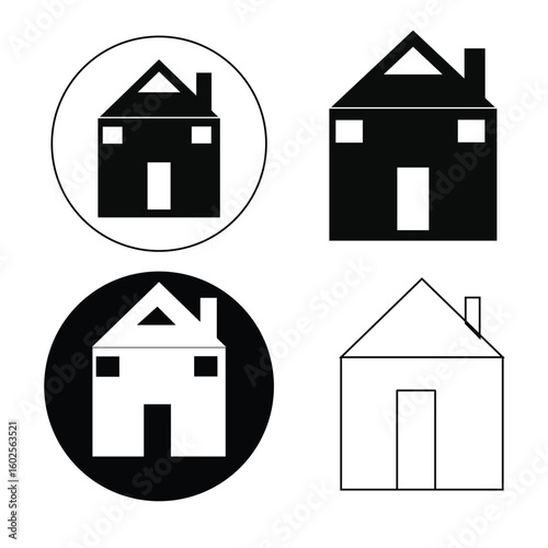 collection of house icon vector set