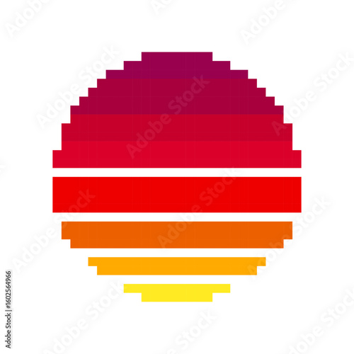 Pixel sunset vector. Sunset pixel.