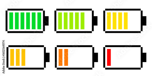 Battery pixel icon. Battery progress pixel.