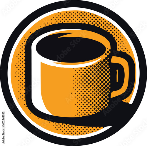 Stylized coffee mug with circular design drink beverage style vector illustration EPS file download
