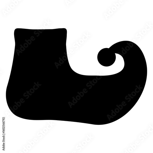 Tiempo de Navidad. Icono con silueta de bota de elfo de Santa Claus para su uso en invitaciones y felicitaciones