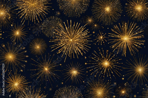 Golden Firework Bursts Against Navy Sky fireworks dark