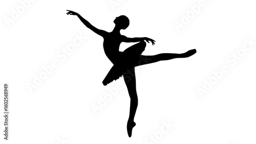 Ballerina in Attitude Pose Silhouette, Classical Ballet
