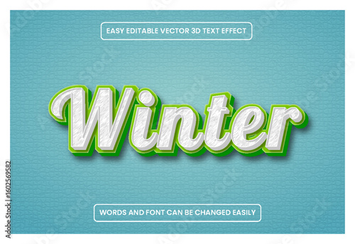 Editable 3D Winter Text Effect Vector Graphic