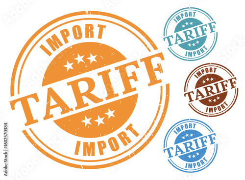 Import Tariff Stamp Vector Set, Grunge Style Customs Duty Label Pack  