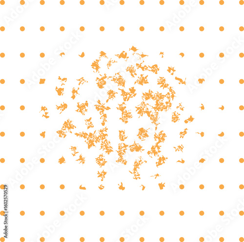 Golden texture in the form of dots lined up in rows. Partially distorted art in the middle.