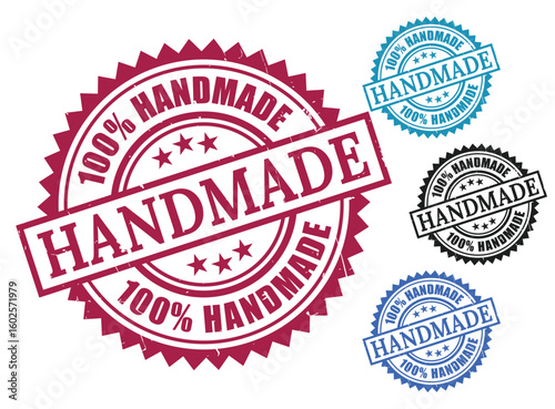 100% Handmade Label Pack, Grunge Rubber DIY Goods Stamp Design  