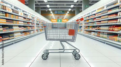 Wallpaper Mural Shopping Journey Begins – Empty Cart Facing Grocery Aisle Torontodigital.ca