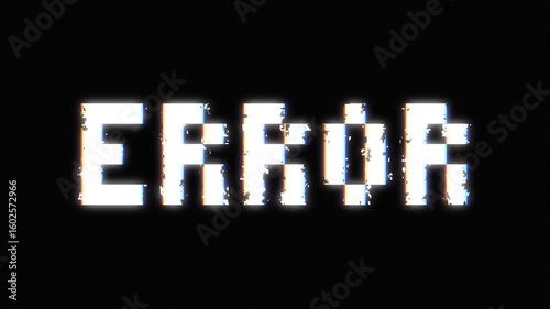 Glitch Error Text Animation with RGB Distortion on Black Background
