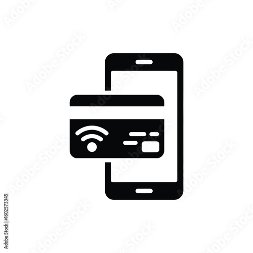 Mobile payment icon with credit card and wi fi symbol