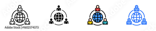 Remote Work Global  Icon Set Multiple Style Collection