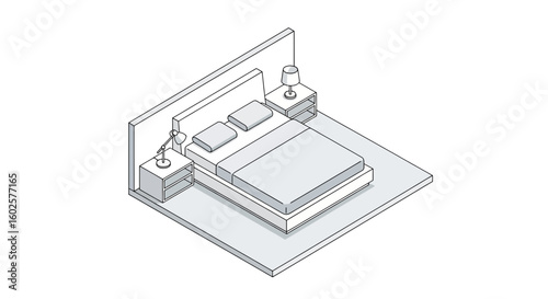 Bedroom interior with bed and bedside tables
