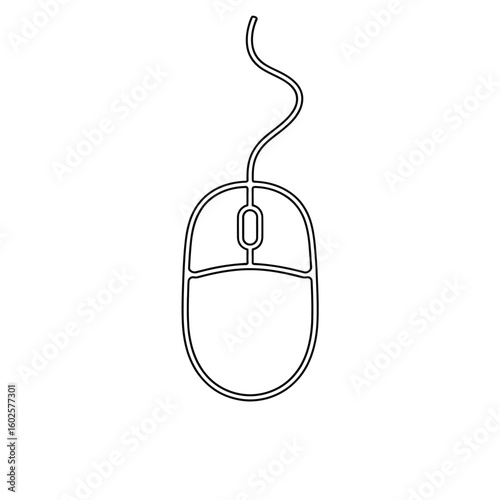 Simple outline drawing of a wired computer mouse