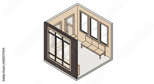 Interior room with windows and seating area