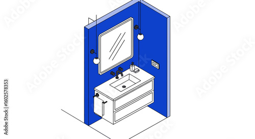 Modern bathroom interior with mirror and vanity