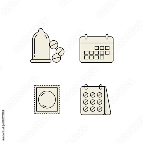 Contraceptive methods including condoms, pills, and calendars  