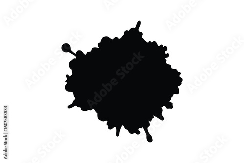 Vector art of a black ink splash shape isolated on white background