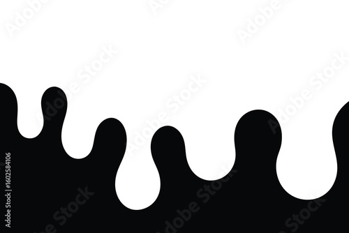 Vector art of abstract black and white dripping shapes on a clean background