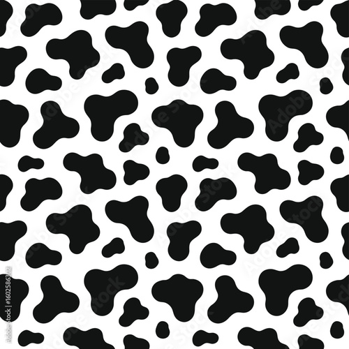 Seamless Cow Pattern Background in Black and White Illustration