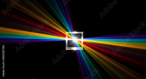 Stunning prism refracts light into vibrant rainbow spectrum, showcasing science and color theory beautifully