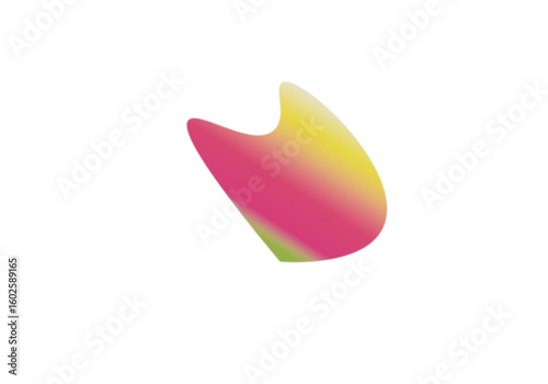 Abstract shape with pink yellow and green gradient colors on white background isolated design