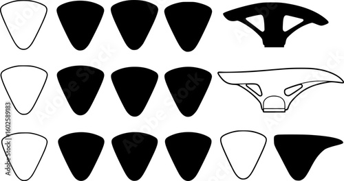 A black and white silhouette of a plectrum
