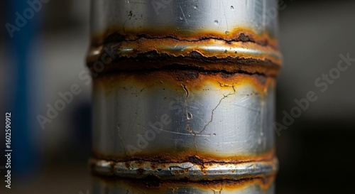 Wallpaper Mural Close Up of a Stainless Steel Pipe Joint Showing Visible Rust and Material Degradation in a Factory Setting Torontodigital.ca