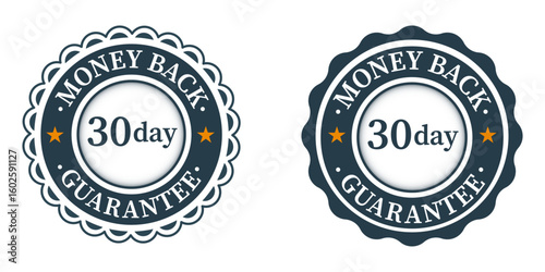 Money Back Guarantee 30 Day Badge Seal Warranty Refund Icon Design