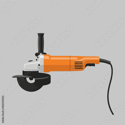 Orange Angle Grinder Tool with Black Handle and Cord Illustration