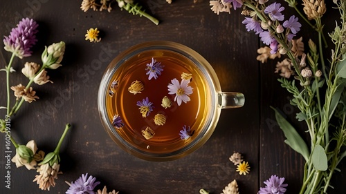 Wallpaper Mural Herbal Tea Flat Lay with Dried Flowers Torontodigital.ca