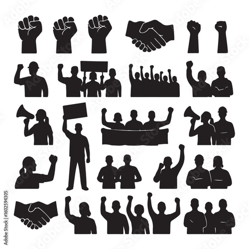 Protest symbols solidarity fists gestures demonstration raised fists