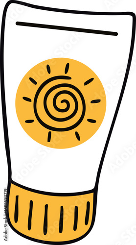 계절 여름 선크림 라인드로잉 아이콘(summer beach items line drawing icon)