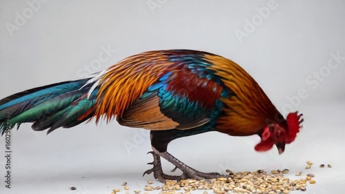 Rooster Standing Proud on White Background
