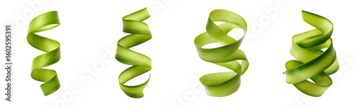 Spiraling lime peel or rind, culinary garnish idea. Citrus, food styling, zest, cooking, decoration, fresh, ingredient, spiral, abstract, concept, healthy, elegant, organic