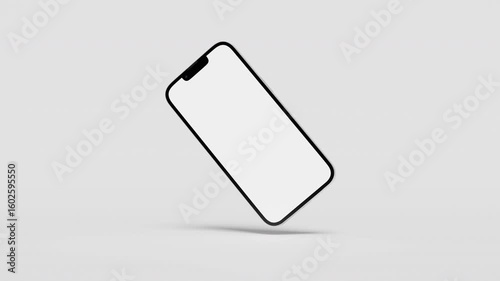 Animated 3D floating smartphone mockup with blank screen on white background, for app or website showcase