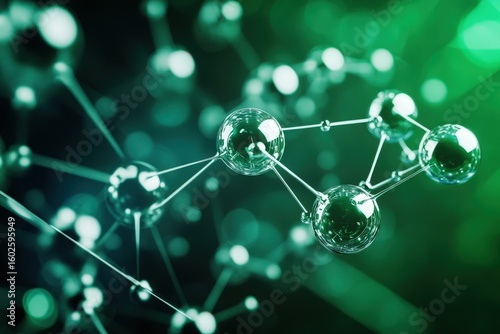 Complex molecule structure in teal and dark green.