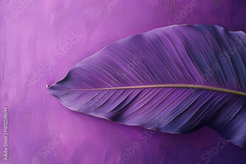 Vibrant purple leaf on a textured purple background.